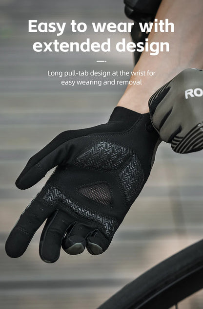 ROCKBROS Mens Full Finger Cycling Gloves Breathable Non-slip Touch Screen - Fuzzy Sports