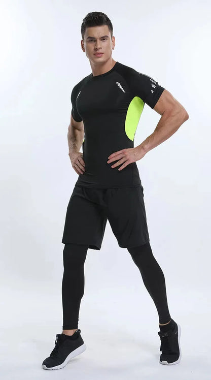 Men's Compression Shirt Short Sleeve Quick Dry Top - Fuzzy Sports