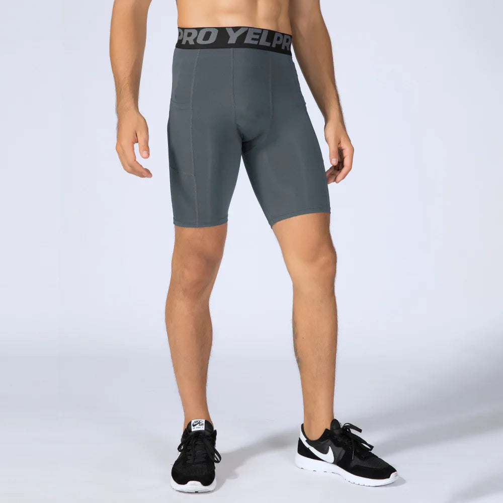 Sports Shorts Men Compression Running Shorts With Pocket Quick Dry Workout Gym Shorts Fitness Sport Leggings for Men