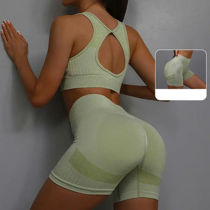 Womens Fitness Yoga Suit Sports Set Sports Bra Shorts - Fuzzy Sports