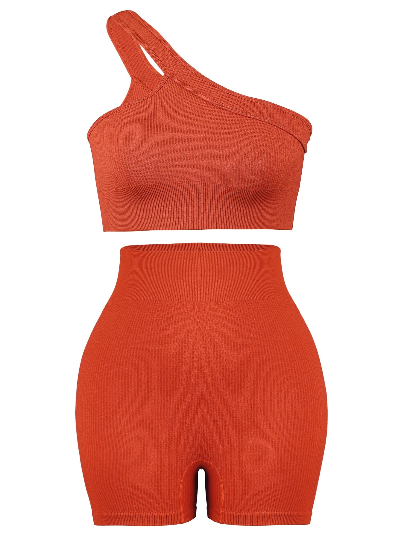 CHRLEISURE Womens Seamless Sports Set Fitness Outfit Ribbed Yoga Suit Bra Shorts - Fuzzy Sports