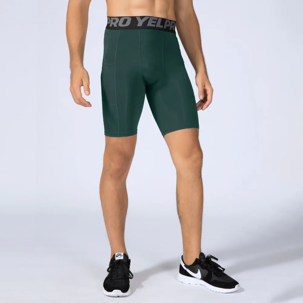 Sports Shorts Men Compression Running Shorts With Pocket Quick Dry Workout Gym Shorts Fitness Sport Leggings for Men