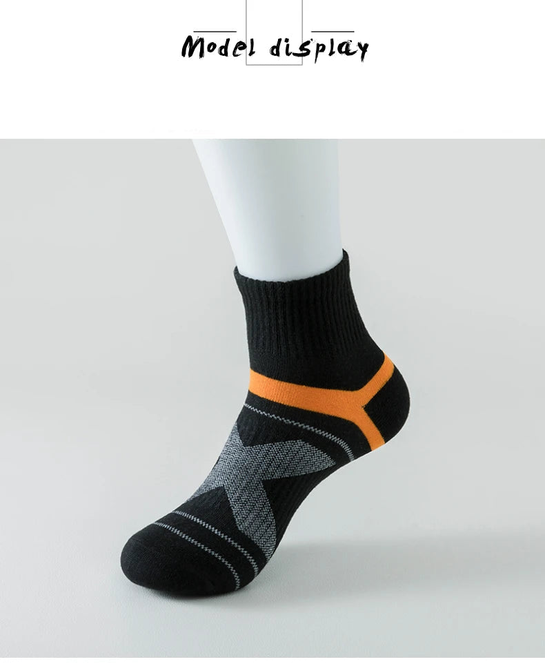 5 Pairs of MEN'S Sports Cotton Socks, Sweat Wicking and Breathable - Fuzzy Sports