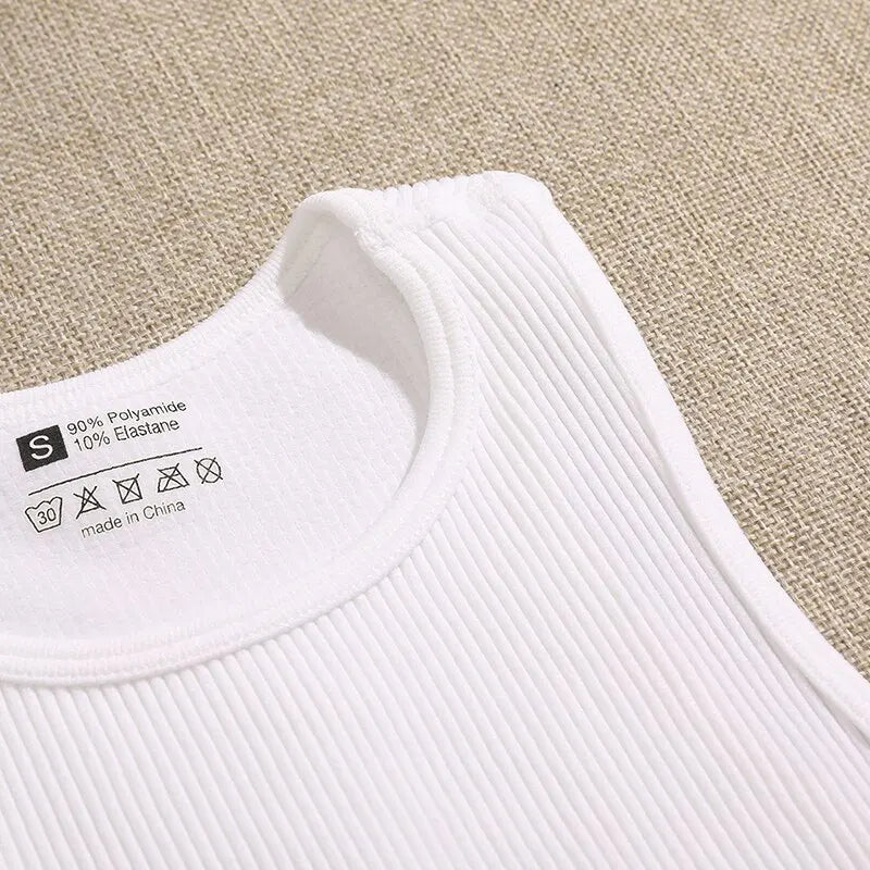 Womens Sports Vest Seamless Crop Top Rib Knit - Fuzzy Sports