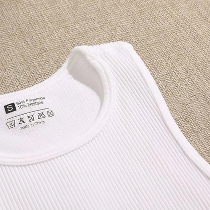 Womens Sports Vest Seamless Crop Top Rib Knit - Fuzzy Sports