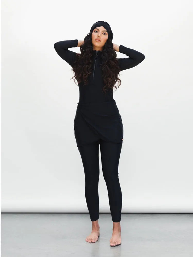 3PCS Muslim Swimwear Women Long Sleeve Swimsuit Muslimah Swimming Burkini Turban Pants maillots de bains musulmans maillot femme