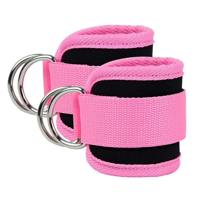Gym Ankle Straps Double D-Ring Adjustable Neoprene Padded Cuffs Ankle Weight Leg Training Brace Support Sport Safety Abductors
