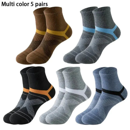 5 Pairs of MEN'S Sports Cotton Socks, Sweat Wicking and Breathable - Fuzzy Sports