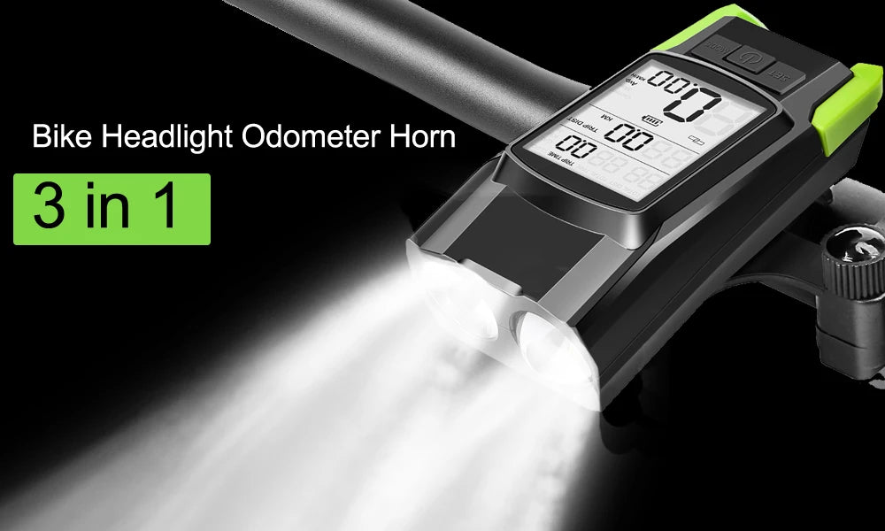 4 Mode USB Bike Light Lamp Bicycle Computer 3 Mode Horn Flashlight Cycle Bike Speedometer Led Front Lights Cycling Headlight - Fuzzy Sports