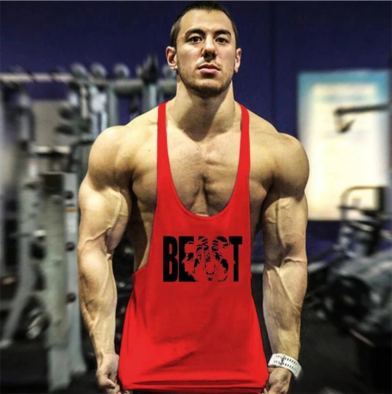 Mens Sleeveless Singlet Vest Gym Top - Fuzzy Sports