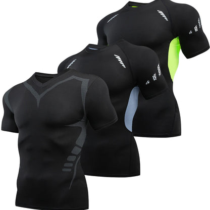 Men's Compression Shirt Short Sleeve Quick Dry Top - Fuzzy Sports