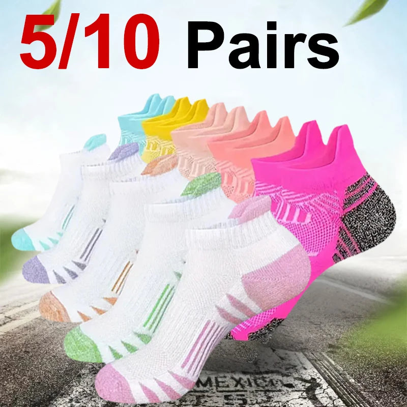 5/10 Pairs Neutral Sports Socks Fashionable Striped Sweat Absorbing Breathable Outdoor Running Basketball Couple Casual Socks﻿ - Fuzzy Sports