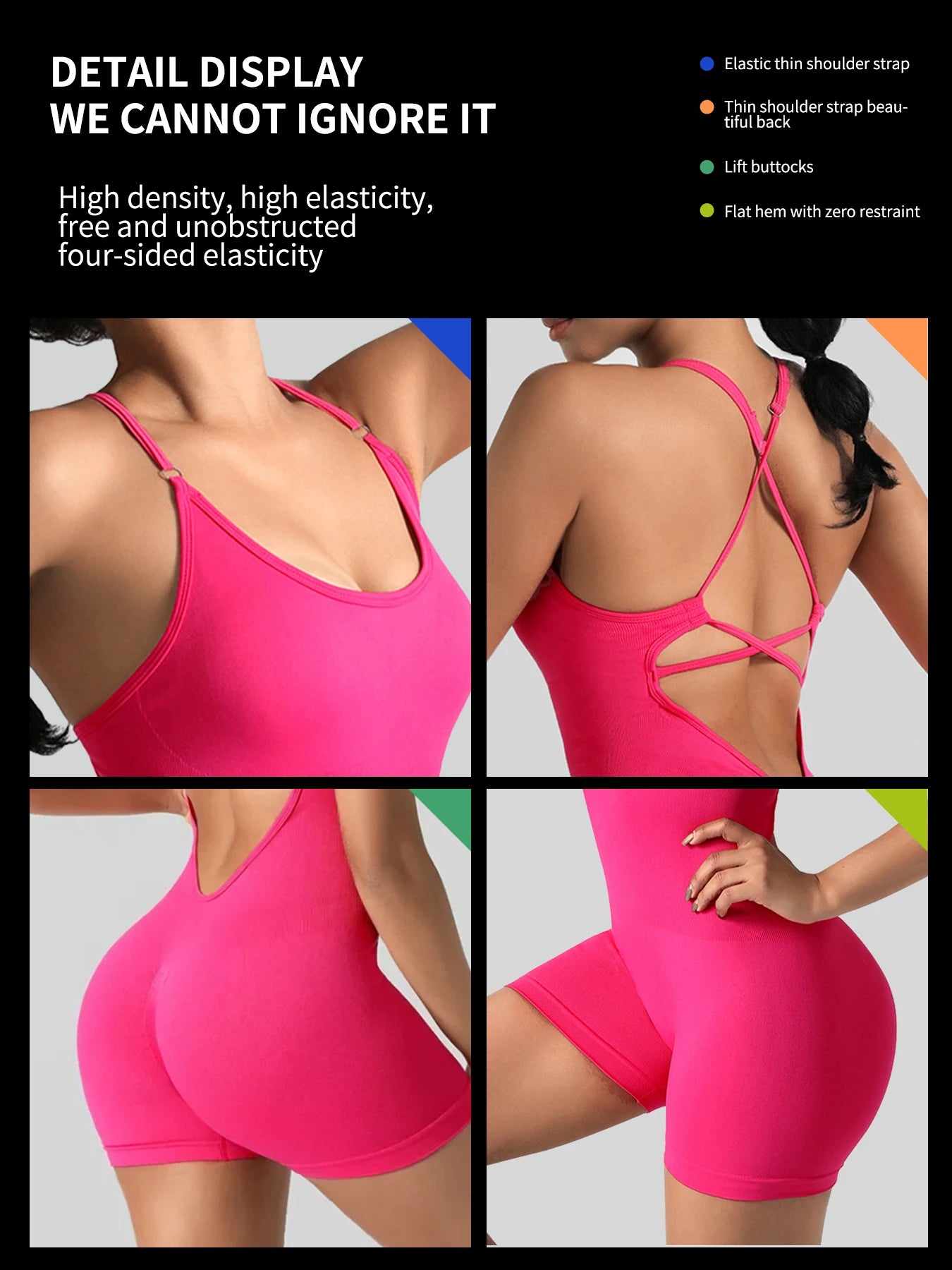 Womens One-Piece Yoga Jumpsuit Short Sportswear Gym Clothing