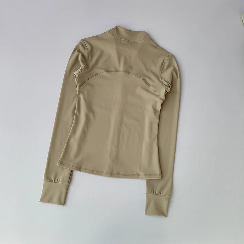 Women's Sports Jacket Long Sleeved High Collared Top - Fuzzy Sports