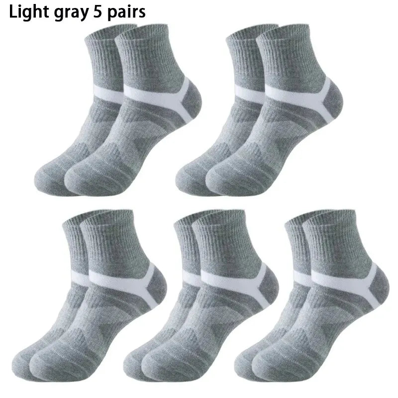 5 Pairs of MEN'S Sports Cotton Socks, Sweat Wicking and Breathable - Fuzzy Sports