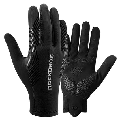 ROCKBROS Mens Full Finger Cycling Gloves Breathable Non-slip Touch Screen - Fuzzy Sports