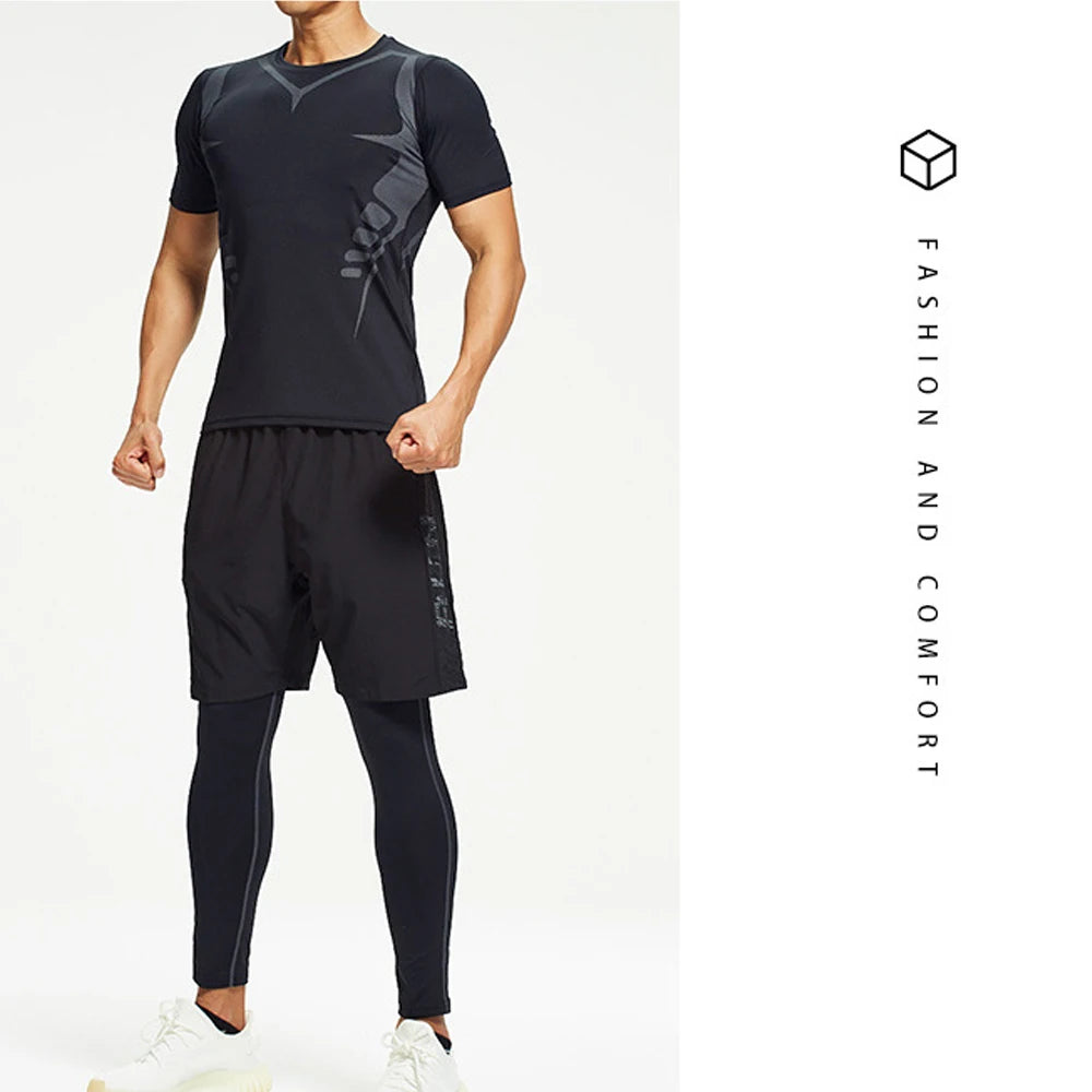 Men's Compression Shirt Short Sleeve Quick Dry Top - Fuzzy Sports