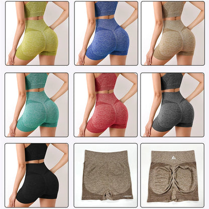 2PCS Seamless Women Yoga Set Workout Sportswear Gym Clothing Fitness Long Sleeve Crop Top High Waist Shorts Sports Suit - Fuzzy Sports