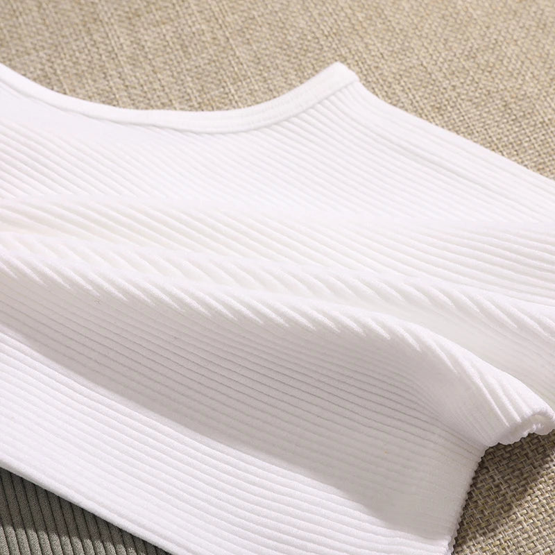 Womens Sports Vest Seamless Crop Top Rib Knit - Fuzzy Sports