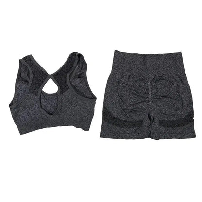 Womens Fitness Yoga Suit Sports Set Sports Bra Shorts - Fuzzy Sports