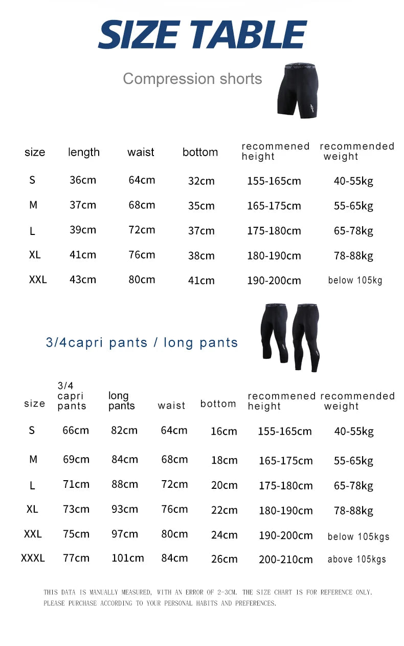 Mens Compression Pants Leggings Sports Baselayer Tights