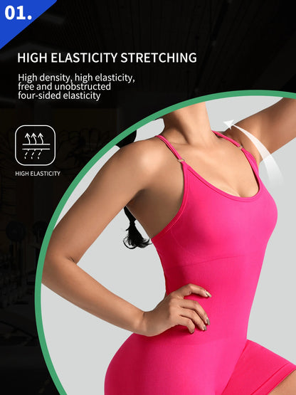 Womens One-Piece Yoga Jumpsuit Short Sportswear Gym Clothing