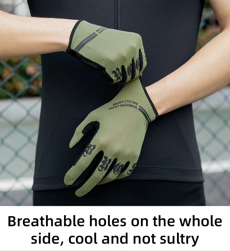 ROCKBROS Mens Full Finger Cycling Gloves Breathable Non-slip Touch Screen - Fuzzy Sports