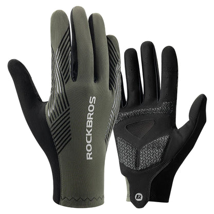 ROCKBROS Mens Full Finger Cycling Gloves Breathable Non-slip Touch Screen - Fuzzy Sports