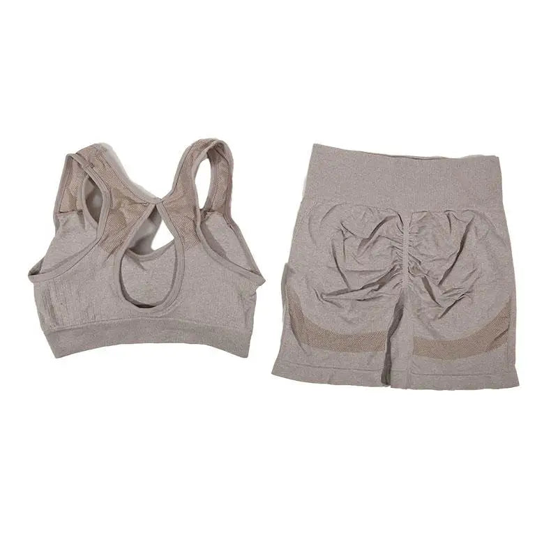 Womens Fitness Yoga Suit Sports Set Sports Bra Shorts - Fuzzy Sports