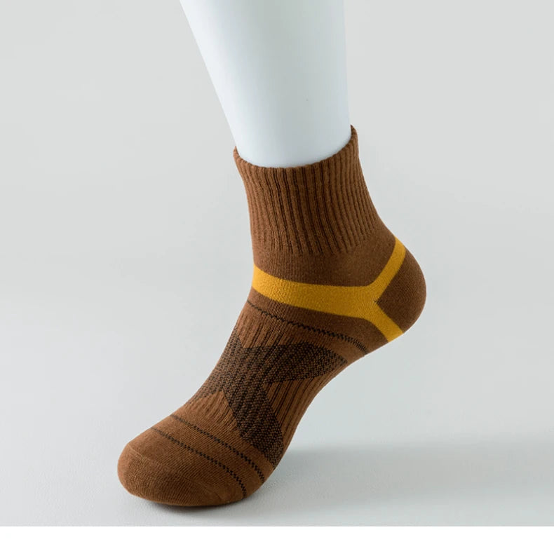 5 Pairs of MEN'S Sports Cotton Socks, Sweat Wicking and Breathable - Fuzzy Sports