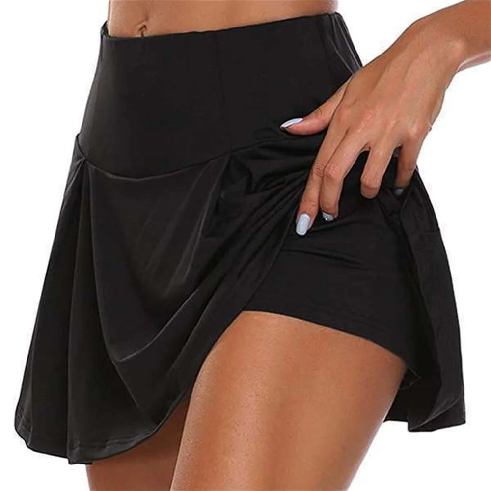 Womens High-waisted Fitness Tennis Running Quick-drying Skort - Fuzzy Sports