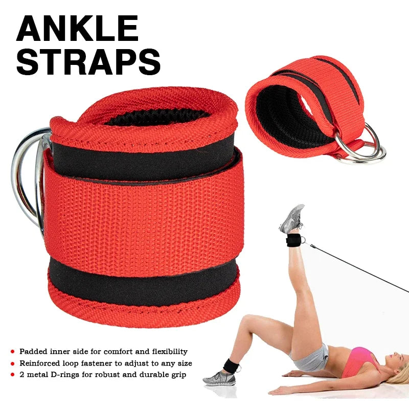 Gym Ankle Straps Double D-Ring Adjustable Neoprene Padded Cuffs Ankle Weight Leg Training Brace Support Sport Safety Abductors