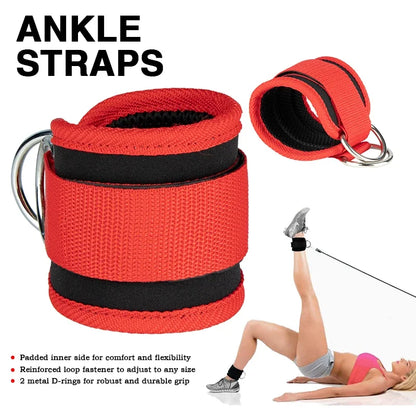 Gym Ankle Straps Double D-Ring Adjustable Neoprene Padded Cuffs Ankle Weight Leg Training Brace Support Sport Safety Abductors