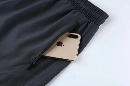 Men Tight Sport 2 In 1 Cropped Pants Elastic Quick-dry Compression Workout Training Exercise Running Sports Shorts