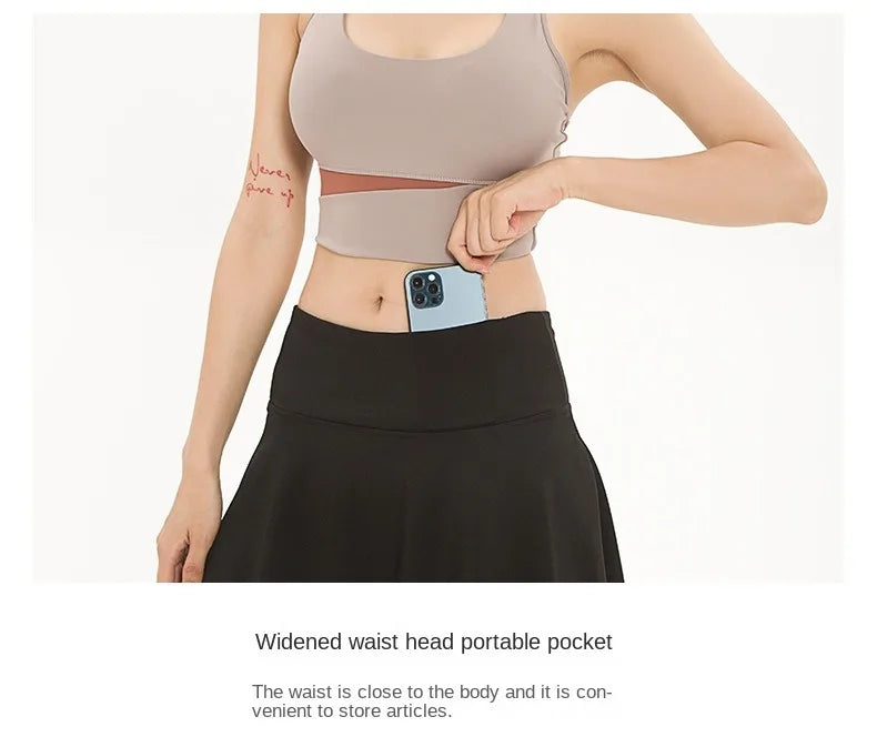 Womens High-waisted Fitness Tennis Running Quick-drying Skort - Fuzzy Sports