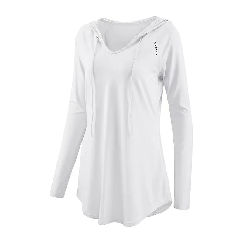 Women's Yoga Clothing Sports Casual Loose Cover Shirt, Long Sleeved