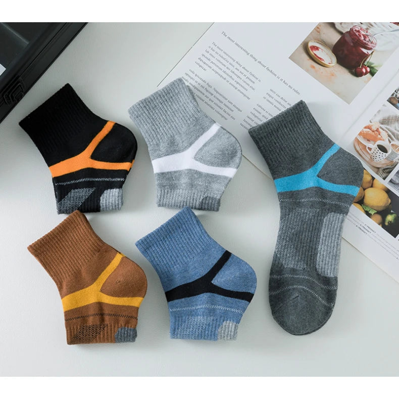 5 Pairs of MEN'S Sports Cotton Socks, Sweat Wicking and Breathable - Fuzzy Sports