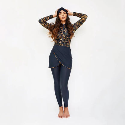 3PCS Muslim Swimwear Women Long Sleeve Swimsuit Muslimah Swimming Burkini Turban Pants maillots de bains musulmans maillot femme