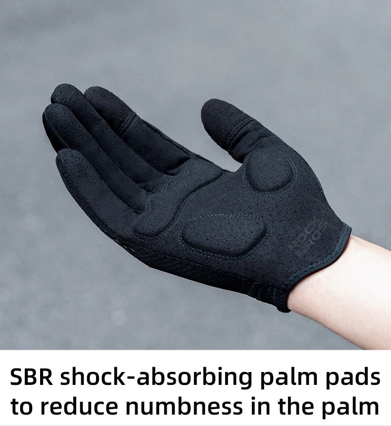 ROCKBROS Mens Full Finger Cycling Gloves Breathable Non-slip Touch Screen - Fuzzy Sports