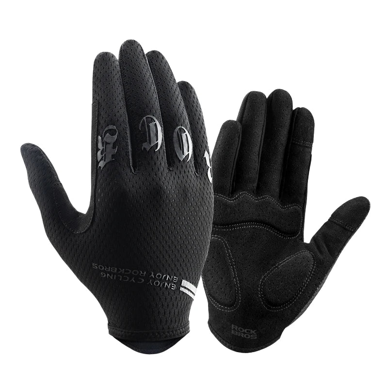 ROCKBROS Mens Full Finger Cycling Gloves Breathable Non-slip Touch Screen - Fuzzy Sports