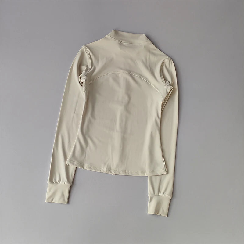 Women's Sports Jacket Long Sleeved High Collared Top - Fuzzy Sports