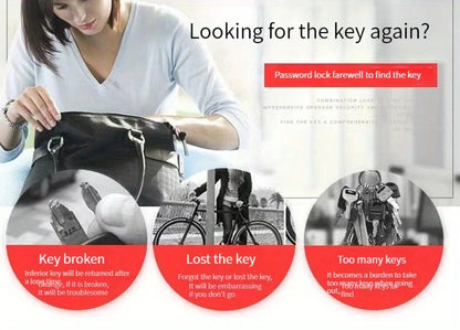 Anti-Theft Bicycle Combination Lock - Strong Steel Cable, Drill-Resistant, Scratch-Proof - Secure Your Bike with Ease