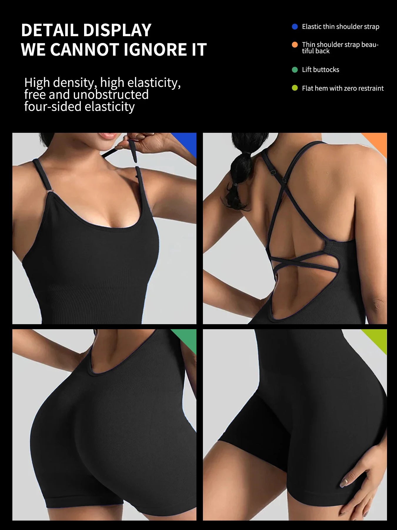 Womens One-Piece Yoga Jumpsuit Short Sportswear Gym Clothing