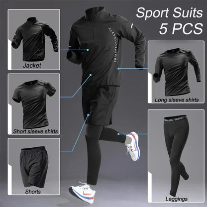 Men's Quick Dry Sport 1-5 PCS Set Workout Suit Fitness Running Sports