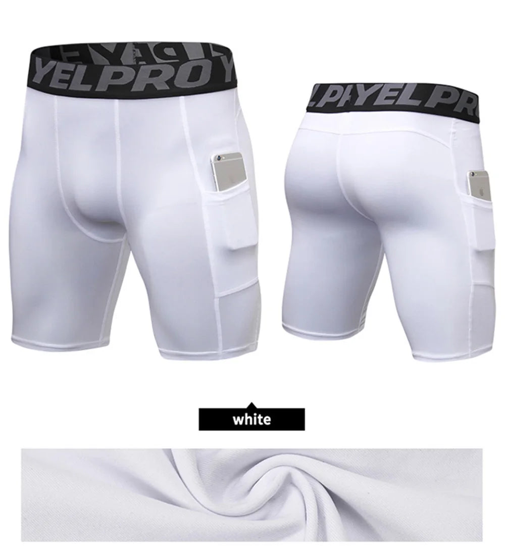 Sports Shorts Men Compression Running Shorts With Pocket Quick Dry Workout Gym Shorts Fitness Sport Leggings for Men
