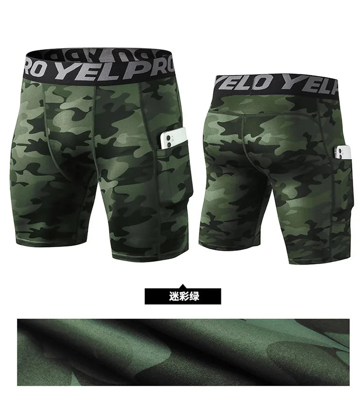 Sports Shorts Men Compression Running Shorts With Pocket Quick Dry Workout Gym Shorts Fitness Sport Leggings for Men