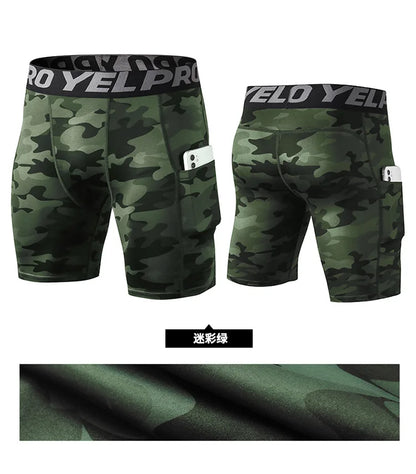 Sports Shorts Men Compression Running Shorts With Pocket Quick Dry Workout Gym Shorts Fitness Sport Leggings for Men