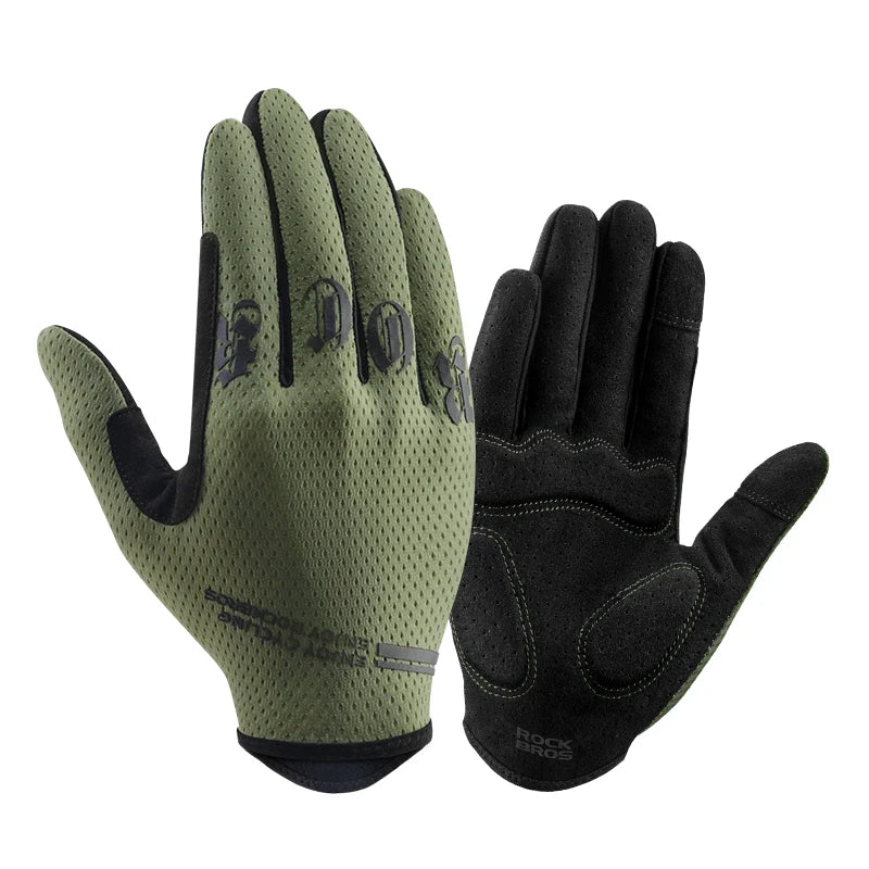 ROCKBROS Mens Full Finger Cycling Gloves Breathable Non-slip Touch Screen - Fuzzy Sports