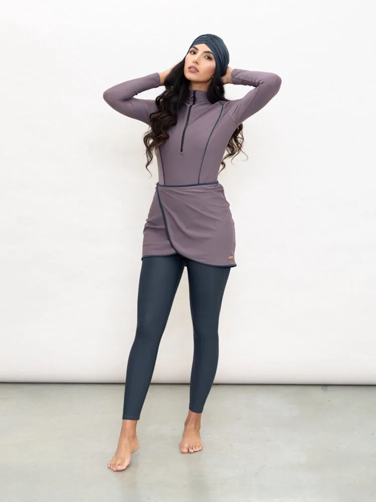 3PCS Muslim Swimwear Women Long Sleeve Swimsuit Muslimah Swimming Burkini Turban Pants maillots de bains musulmans maillot femme