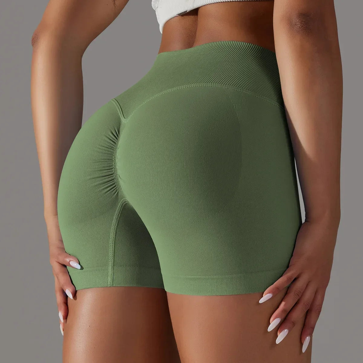 Women High Waist Workout Fitness Yoga Shorts Gym Push Up Yoga Leggings Scrunch Butt Seamless Sports Shorts